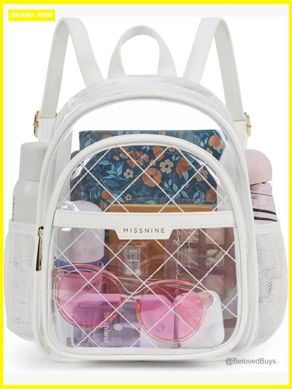 Quilted Clear Backpack for Stadium Events Anti-theft Mini Bag